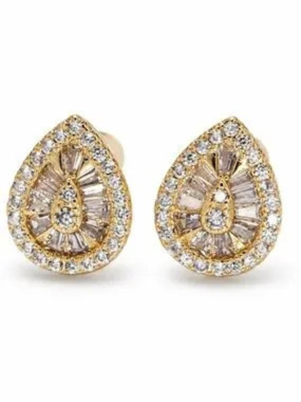 Gold Pear CZ Stud Earrings (4447)
